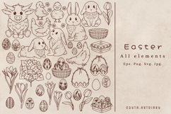 Easter individual elements, spring cute vector line arts Product Image 1