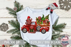 Christmas Gingerbread mans PNG Sublimation Red Truck Retro Product Image 2