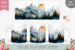 Mountains Mug Wrap Design, Forest Mug Sublimation Design Product Image 1