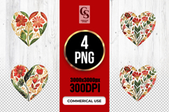Watercolor Floral Heart Clipart PNG Product Image 1