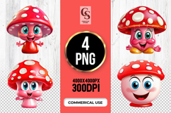 Cute Red Mushroom Clipart Sublimation PNG Product Image 1