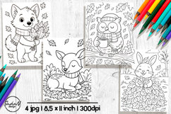 Forest animals coloring pages, Autumn coloring pages Product Image 1