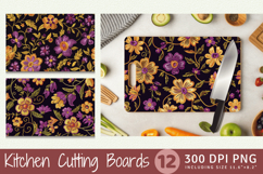 Purple Yellow Floral Embroidery Cutting Boards sublimation D Product Image 1