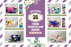 Cartoon Flowers Cosmetic Bag Bundle, Floral Cosmetic Bag Product Image 1