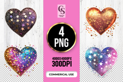 Glitter Heart with Stars Clipart Sublimation PNG Product Image 1