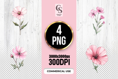 Pink Anemone Floral Clipart Sublimation PNG Product Image 1