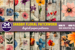 Shabby Floral Patchwork Collage Paper Bundle PNG Product Image 2