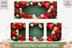 Spring Flowers Mug Wrap, Floral Mug, Colorful Tulips PNG Product Image 1