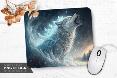 Icy Howl in a Snowstorm Mouse Pad PNG Design Product Image 1