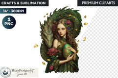 Fantasy Dragon witch clipart, enchantress, dragon egg queen Product Image 1