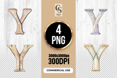 Wooden Letter Y Watercolor Alphabet Clipart Sublimation PNG Product Image 1