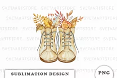 Watercolor Cozy Autumn Boots sublimation PNG Product Image 1