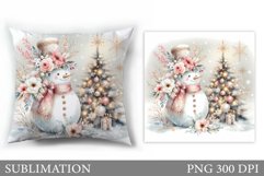 Cute Snowman Pillow Sublimation. Christmas Pillow Design Product Image 1