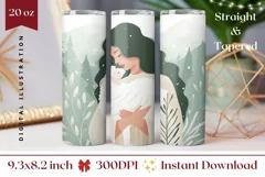 Winter Girl Tumbler Template, Christmas Sheep Tumbler PNG Product Image 1