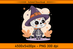 Adorable Skeleton Witch Boy Sublimation Design PNG Product Image 1