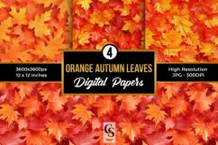 Orange Autumn Leaves Digital Paper Product Image 1