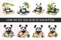 Watercolor panda summer clipart sublimation png Product Image 1