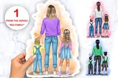 Family clipart mom and kids Product Image 1