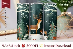 Christmas Tumbler Wrap, Christmas Deer Tumbler Sublimation Product Image 1