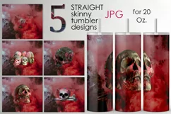 Gothic skull floral Skinny tumbler sublimation design Product Image 1