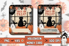 Cartoon Black Cat Money Card, Printable Halloween PNG Product Image 1