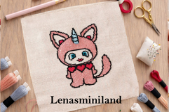 Cat embroidery pattern cross stitch PDF digital printable Product Image 1