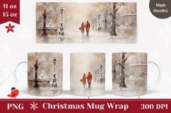 Watercolor Christmas Mug Wrap Design, Christmas Coffee Cup Product Image 1