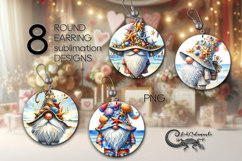 Gnome Beach Life | 8 Sublimation round earring designs Product Image 1