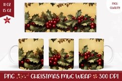 Floral Christmas Mug Sublimation, Winter Coffee Mug Design Product Image 1