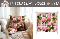 Pink Hydrangea Pillow Template, Floral Pillow Case Design Product Image 1
