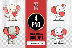 Cute Baby Elephant Holding Heart Clipart Sublimation PNG Product Image 1