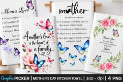 Butterfly Mom Kitchen Towel PNG, Mothers Day Sublimation Product Image 1