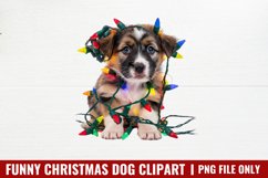 Funny Christmas Dog Watercolor Clipart PNG Product Image 1