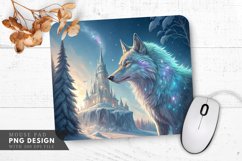 Magical Wolf by the Ice Castle Mouse Pad PNG Design Product Image 1