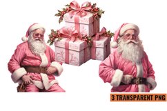 Vintage Pink Christmas Clipart, Watercolor Pink Christmas Product Image 1