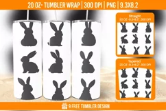 Cute Rabbit Seemless Tumbler Wrap Designs, Sublimation Wrap Product Image 1