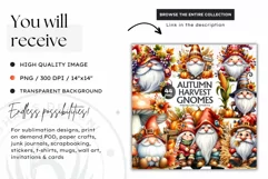 Autumn gnome clipart, Sunflower clipart, Gnome PNG Product Image 2