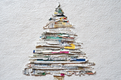 Torn Paper Christmas Tree Craft Background DIY Holiday Product Image 1