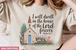I Will Dwell In The House PNG, Retro Church Sublimation PNG Product Image 2