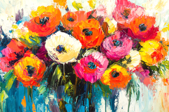 Bold Vibrant Oil Paint Floral Background Art Product Image 1