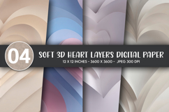 Soft 3D Heart Layers Digital Paper Product Image 1