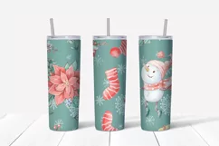 Christmas cute snowman Skinny tumbler wrap design Product Image 3