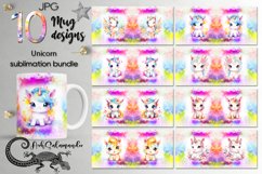 Watercolor Unicorn | kids Mug Sublimation design bundle, JPG Product Image 1