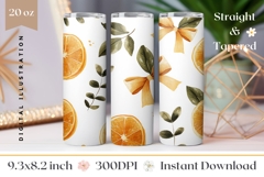 Watercolor Oranges Tumbler Design, Floral Tumbler Template Product Image 1