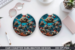 Diving Car Coaster Sublimation| Christmas Coaster PNG Product Image 1