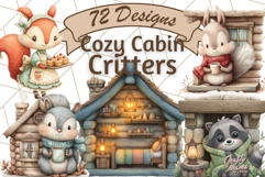 72 Cozy Cabin Critters Clipart PNG, Fall Animal Png Product Image 1