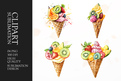 Watercolor ice cream clipart sublimation png Product Image 1