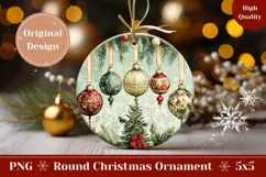 Christmas Baubles Ornament PNG, Winter Round Ornament Product Image 1