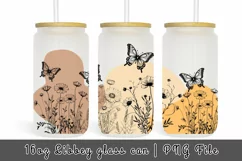 Flower Butterfly Line Art 16 oz Tumbler Wrap Product Image 1