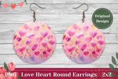 Love Hearts Earring PNG, Valentine's Day Sublimation Product Image 1